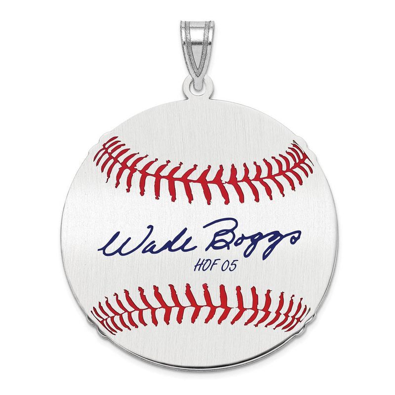 Sterling Silver Wade Boggs Signature Lg Enamel Baseball Pendant